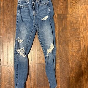 American Eagle Outfitters Ripped Blue Skinny Jeans